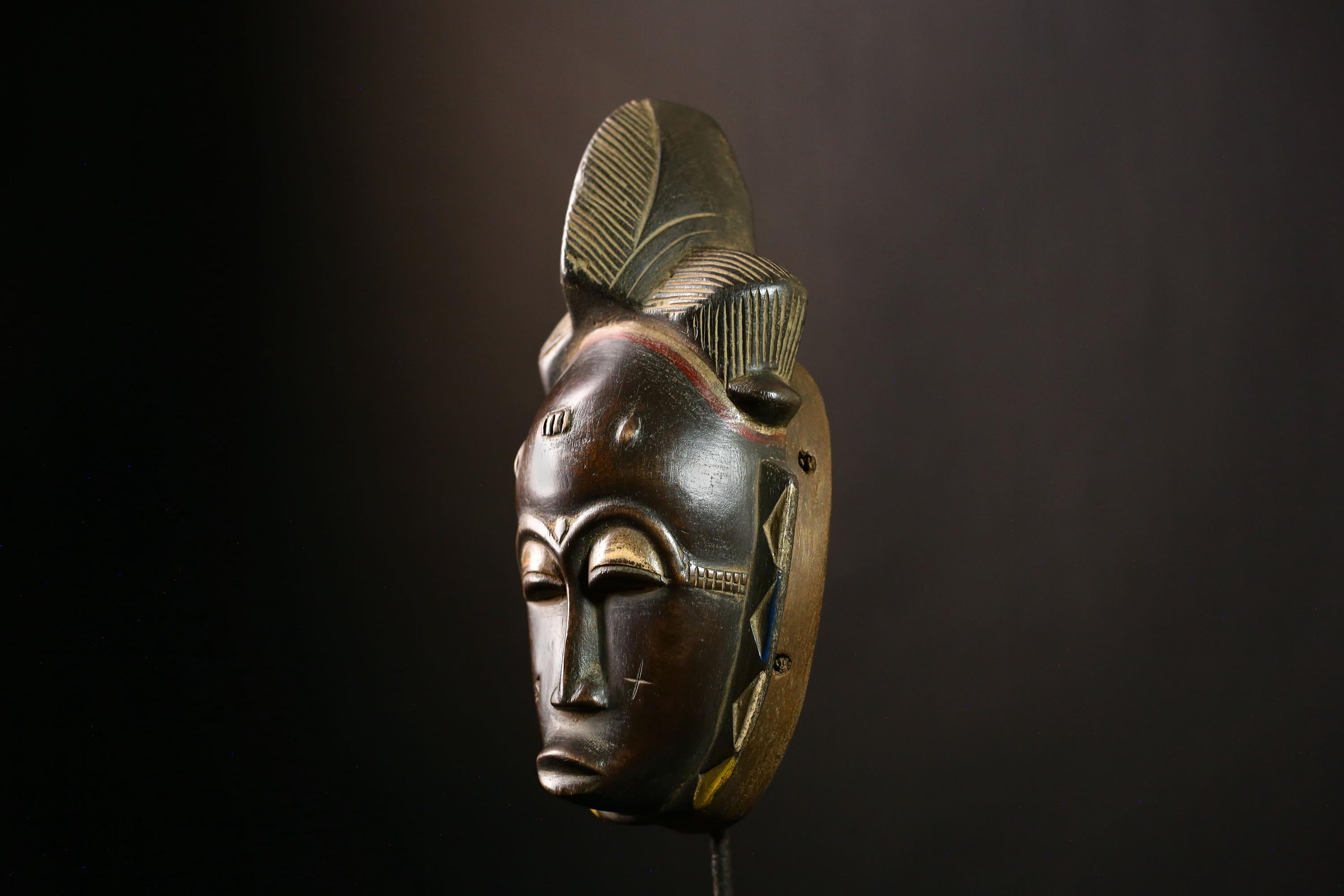 African Baule Mask Antique Wooden Tribal Wall Art Unique Home Decor -G4144