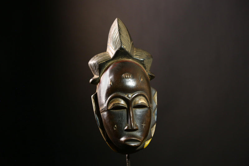 African Baule Mask Antique Wooden Tribal Wall Art Unique Home Decor -G4144