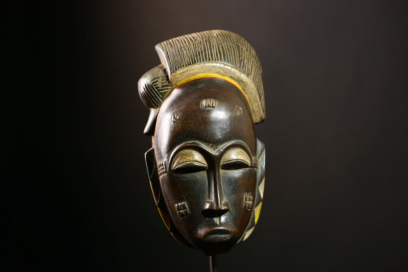 African Baule mask Handmade Tribal Wooden Face Unique Wall Art Collectible-G4142