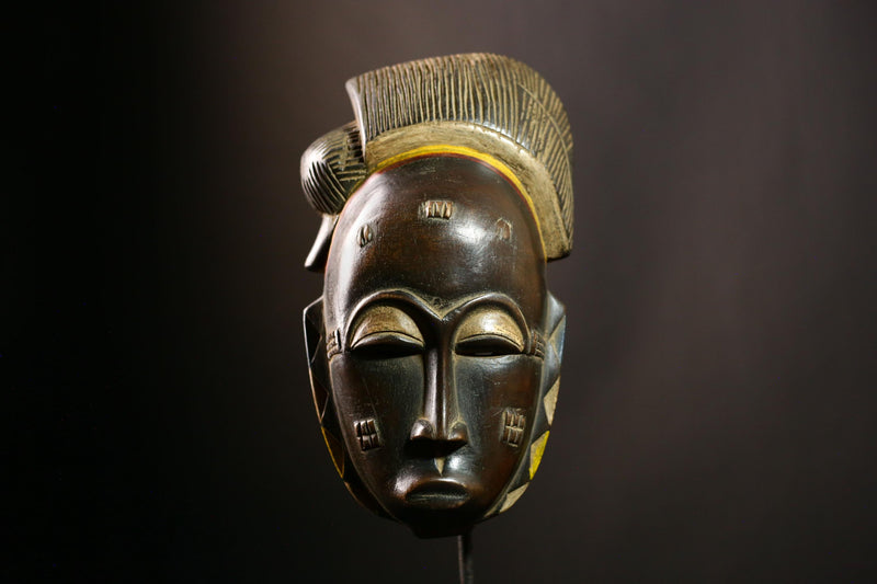 African Baule mask Handmade Tribal Wooden Face Unique Wall Art Collectible-G4142