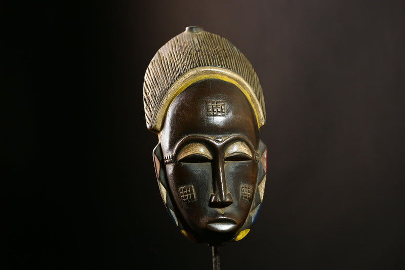 African Baule mask Handmade Tribal Wooden Face Unique Wall Decor Accent-G4141