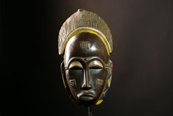 African Baule mask Handmade Tribal Wooden Face Unique Wall Decor Accent-G4141