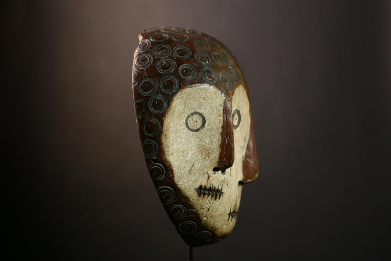 African Lega Mask - Handcrafted Wooden African Wall Art, Tribal Decorative Piece, Unique Cultural Relic from Congo for Collection-G3920