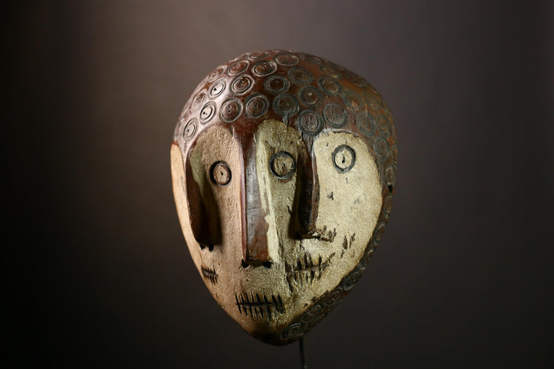 African Lega Mask - Handcrafted Wooden African Wall Art, Tribal Decorative Piece, Unique Cultural Relic from Congo for Collection-G3920