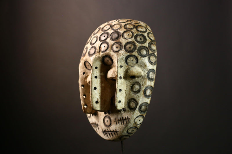 African Lega Mask - Unique Wooden African Wall Art, Tribal Art Sculpture, Decorative Cultural Piece from Congo for Art Collectors-G3919