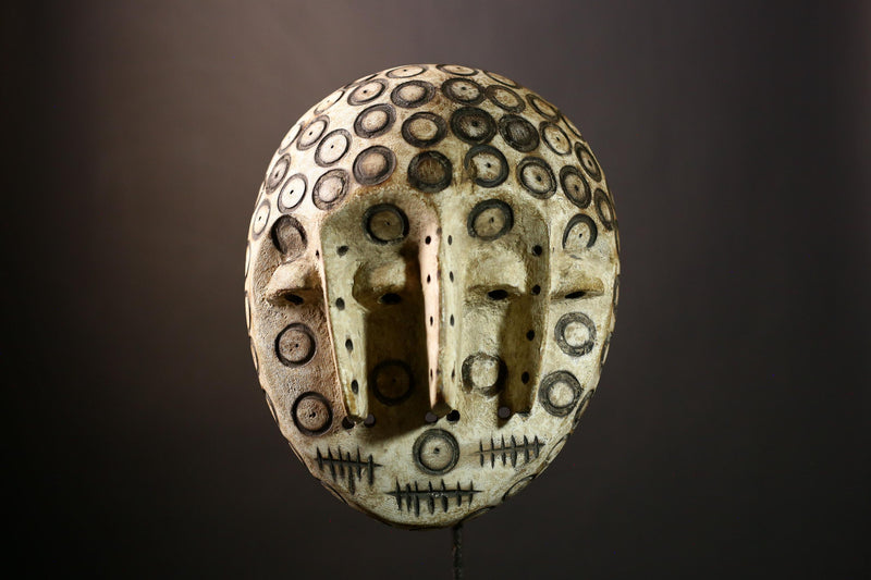 African Lega Mask - Unique Wooden African Wall Art, Tribal Art Sculpture, Decorative Cultural Piece from Congo for Art Collectors-G3919