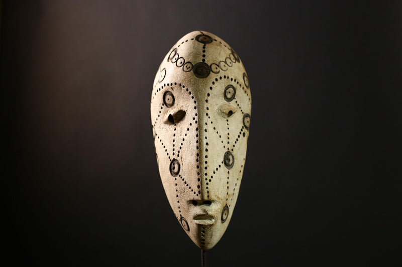 African Lega Mask - Handcrafted Wooden Tribal Wall Art Sculpture | Unique DRC Decor Authentic African Collectible | Ethnic Home Decor-G3941