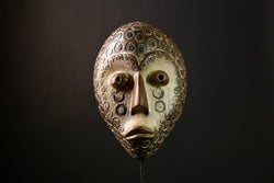 African Lega Mask - Authentic Wooden Tribal Wall Art, Unique Decorative Sculpture, Handcrafted African Decor for Home & Collection-G3934