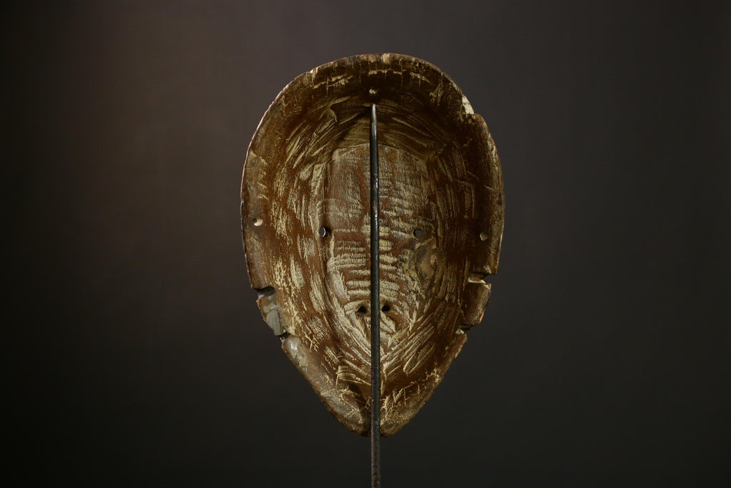 African Lega Mask - Authentic Wooden Tribal Wall Art, Unique Decorative Sculpture, Handcrafted African Decor for Home & Collection-G3934