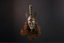 African Senufo Mask - Unique Wooden Tribal Wall Art, Handcrafted Decorative Sculpture, Authentic African Decor for Home Collection-G3933