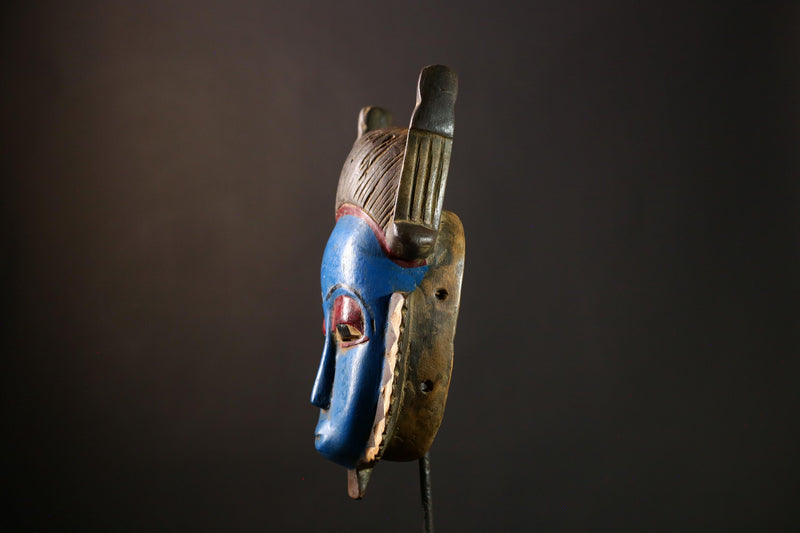 African Guro Mask Wall Art – Vintage Wooden Tribal Sculptures, Unique Face Masks for Home Decor, Art Objects & Collectibles-G3929