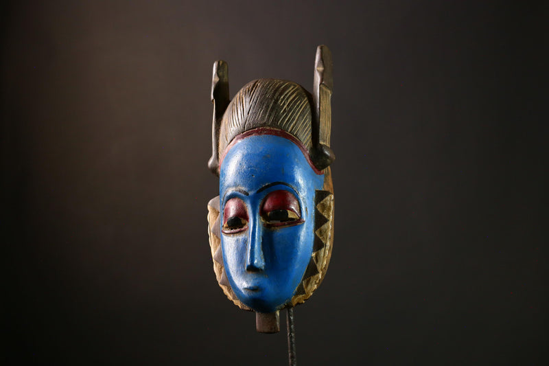 African Guro Mask Wall Art – Vintage Wooden Tribal Sculptures, Unique Face Masks for Home Decor, Art Objects & Collectibles-G3929