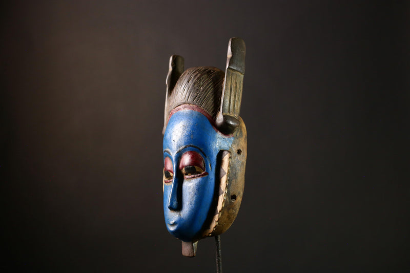 African Guro Mask Wall Art – Vintage Wooden Tribal Sculptures, Unique Face Masks for Home Decor, Art Objects & Collectibles-G3929