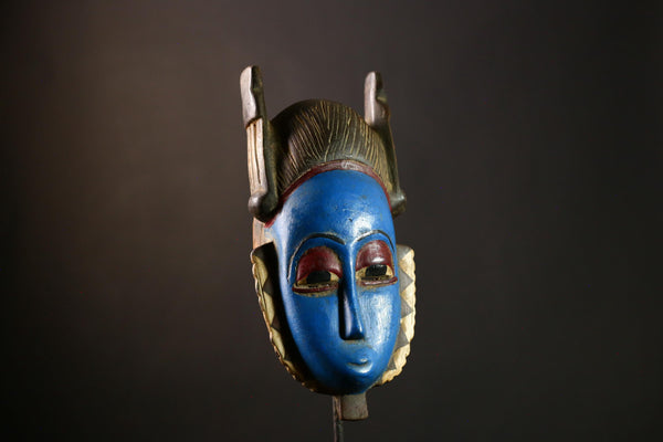 African Guro Mask Wall Art – Vintage Wooden Tribal Sculptures, Unique Face Masks for Home Decor, Art Objects & Collectibles-G3929