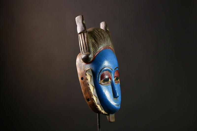 African Guro Mask Wall Art – Vintage Wooden Tribal Sculptures, Unique Face Masks for Home Decor, Art Objects & Collectibles-G3929