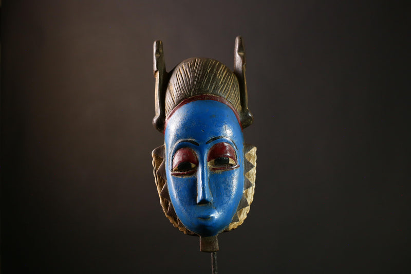 African Guro Mask Wall Art – Vintage Wooden Tribal Sculptures, Unique Face Masks for Home Decor, Art Objects & Collectibles-G3929