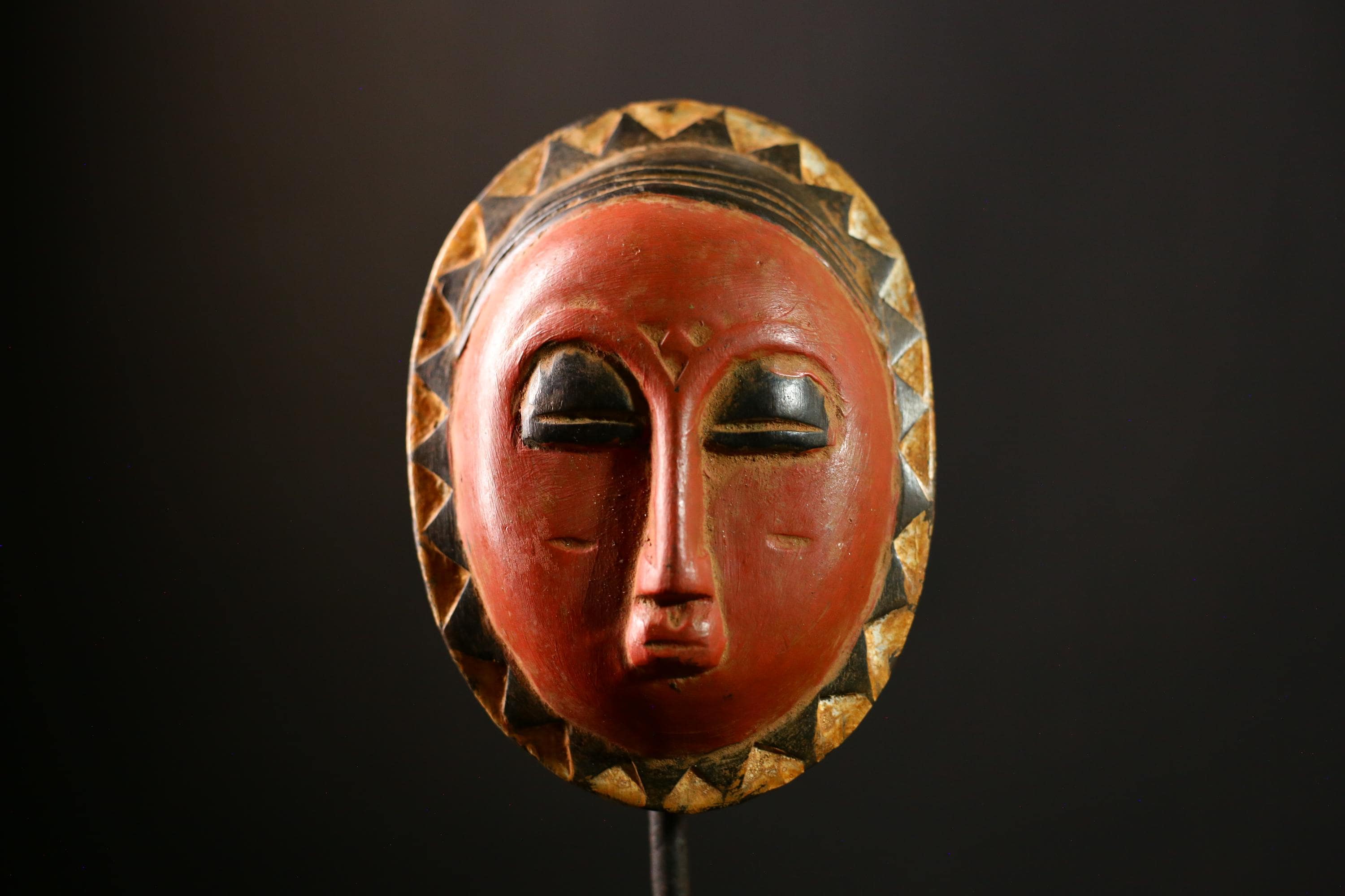 African Sun Mask Tribal Face Art Eket Nigeria Rare Vintage Collectible-8609