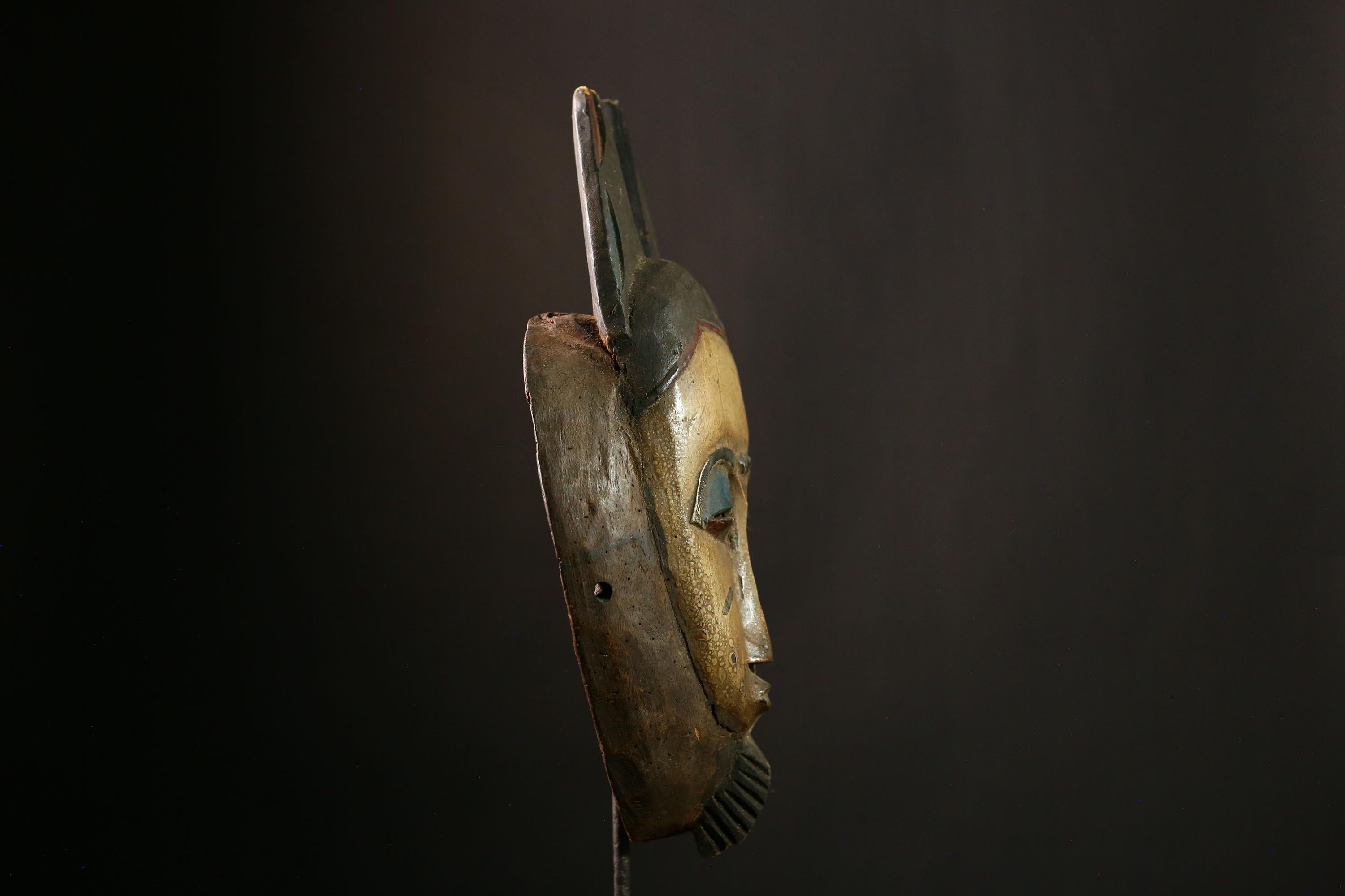 African Guro Mask Vintage Hand Carved Wooden Wall Hanging Tribal Art Decor-5469