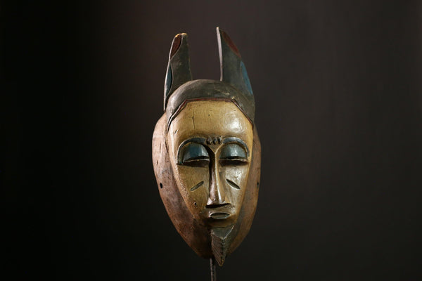 African Guro Mask Vintage Hand Carved Wooden Wall Hanging Tribal Art Decor-5469