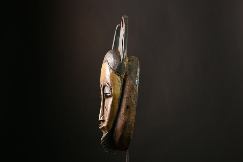 African Guro Mask Vintage Hand Carved Wooden Wall Hanging Tribal Art Decor-5469