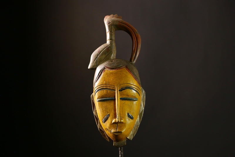 African Tribal Face Mask Wood Hand Carved Vintage Wall Hanging Guro Mask-8589