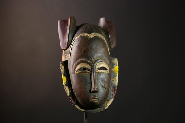 African Guro Mask - Vintage Hand-Carved Wooden Tribal Mask, Unique Wall Art Decor, Authentic African Sculpture for Home-G3957