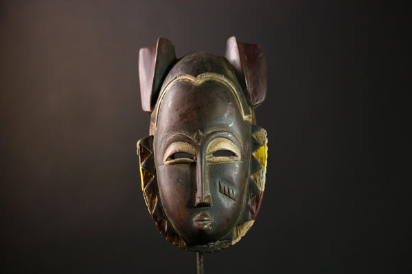 African Guro Mask - Vintage Hand-Carved Wooden Tribal Mask, Unique Wall Art Decor, Authentic African Sculpture for Home-G3957