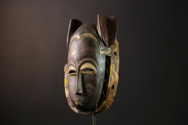African Guro Mask - Vintage Hand-Carved Wooden Tribal Mask, Unique Wall Art Decor, Authentic African Sculpture for Home-G3957