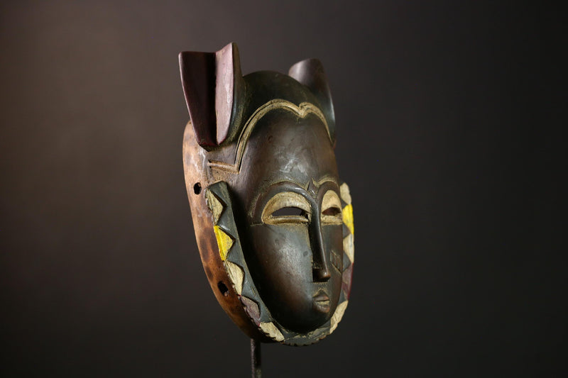 African Guro Mask - Vintage Hand-Carved Wooden Tribal Mask, Unique Wall Art Decor, Authentic African Sculpture for Home-G3957