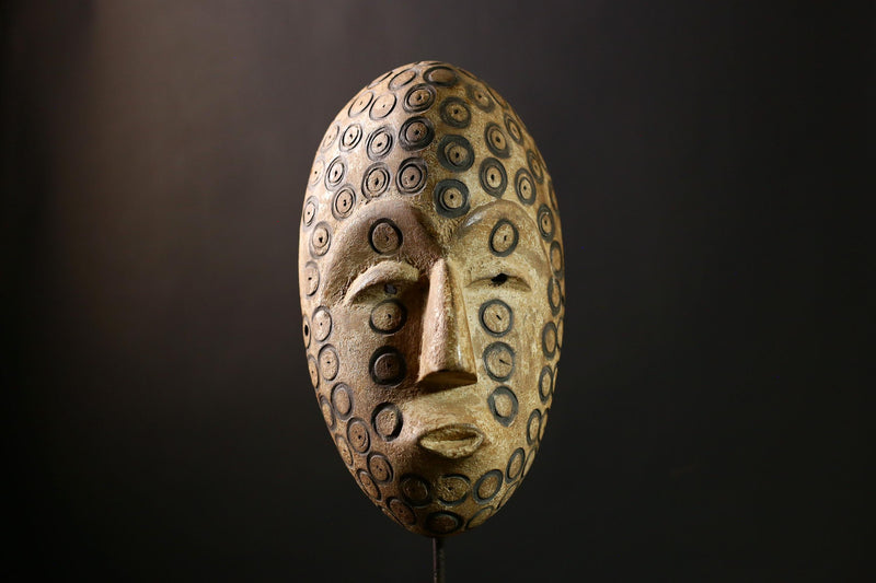 African Lega Mask - Authentic Hand-Carved Wooden Tribal Wall Art from Congo DRC - Unique Cultural Decor for Home and Art Lovers-G3955