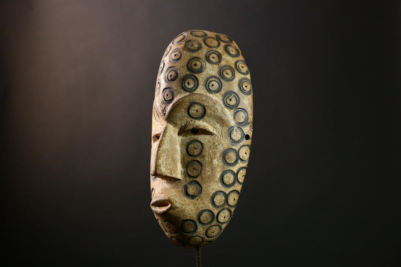 African Lega Mask - Authentic Hand-Carved Wooden Tribal Wall Art from Congo DRC - Unique Cultural Decor for Home and Art Lovers-G3955