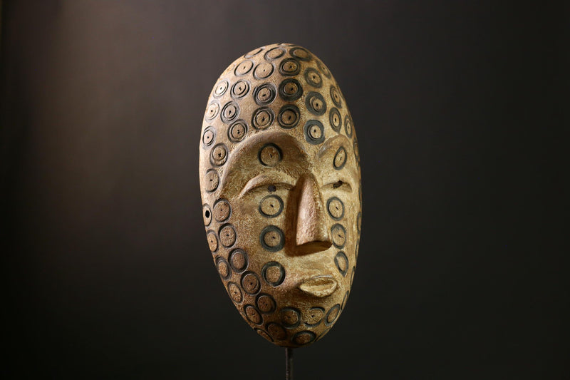 African Lega Mask - Authentic Hand-Carved Wooden Tribal Wall Art from Congo DRC - Unique Cultural Decor for Home and Art Lovers-G3955