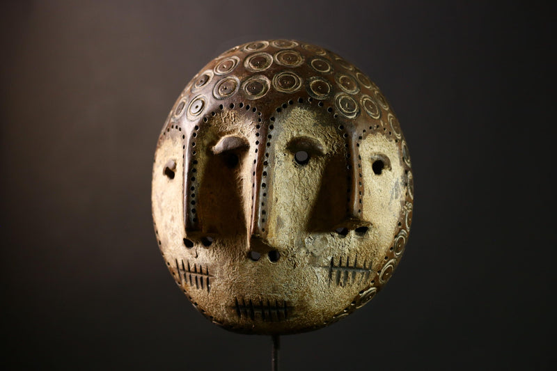 African Lega Mask - Unique Hand-Carved Wooden Tribal Art for Home Decor - Authentic African Wall Art Piece for Collectors-G3950