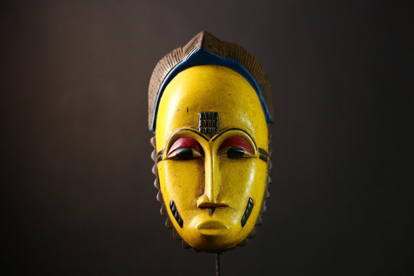 African Baule Mask - Stunning Vintage Hand-Carved Wooden Tribal Wall Art, Unique Face Sculpture, Perfect for Home Décor Collectors-G3946