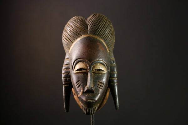 African Baule Mask - Vintage Handcrafted Wooden Tribal Wall Art, Unique Antique Decor Piece for Home, Office, or Gallery Display-G3944