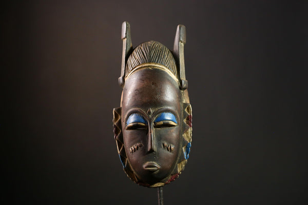 African Guro Mask - Vintage Tribal Wooden Wall Art Sculpture, Unique Baule Antique Mask, Perfect for Home Decor & Collectibles-G3943