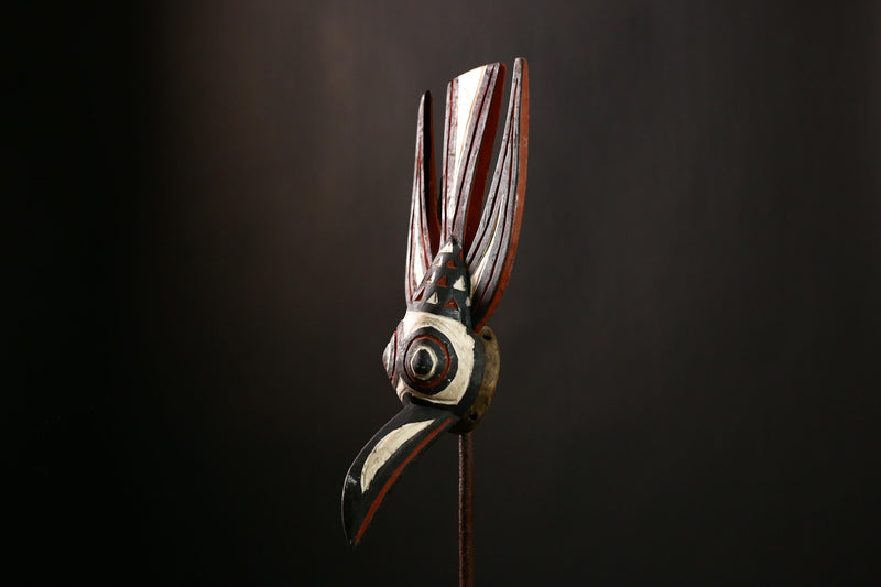 African Bobo Bird Mask - Vintage Tribal Wall Art Sculpture from Burkina Faso - Unique Home Decor and Authentic Art Object-G4177