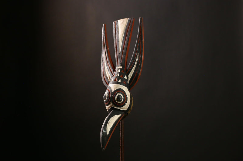 African Bobo Bird Mask - Vintage Tribal Wall Art Sculpture from Burkina Faso - Unique Home Decor and Authentic Art Object-G4177