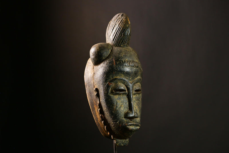 African GURO Mask Handcrafted Tribal Face Sculpture, Vintage Wood Carved Art Piece, Authentic African Wall Decor, Collectible Object-5675