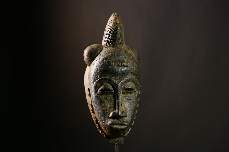 African GURO Mask Handcrafted Tribal Face Sculpture, Vintage Wood Carved Art Piece, Authentic African Wall Decor, Collectible Object-5675