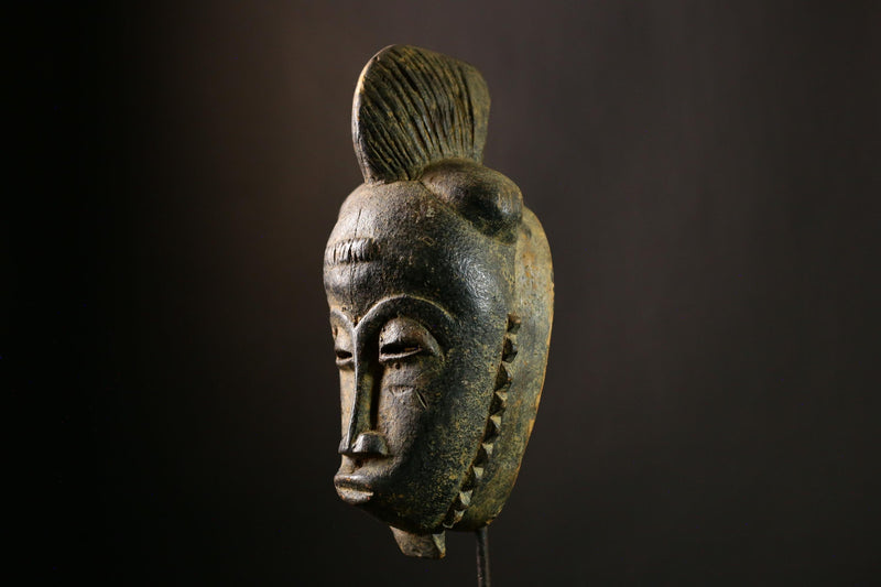 African GURO Mask Handcrafted Tribal Face Sculpture, Vintage Wood Carved Art Piece, Authentic African Wall Decor, Collectible Object-5675
