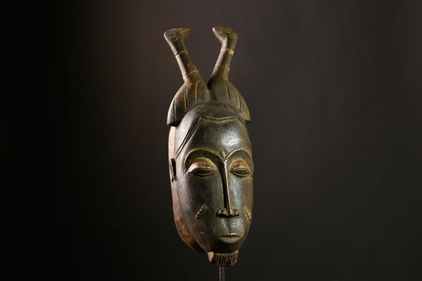 African Guro Mask Handcrafted Wood Carved Baoulé Tribal Art Collectible -5472