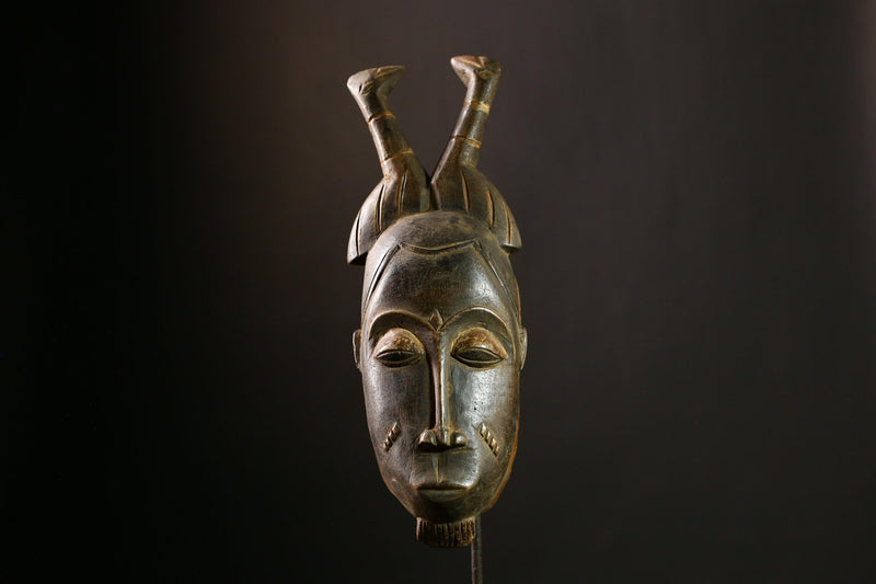 African Guro Mask Handcrafted Wood Carved Baoulé Tribal Art Collectible -5472