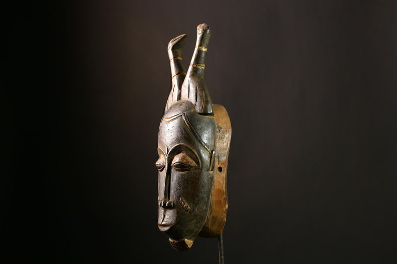 African Guro Mask Handcrafted Wood Carved Baoulé Tribal Art Collectible -5472