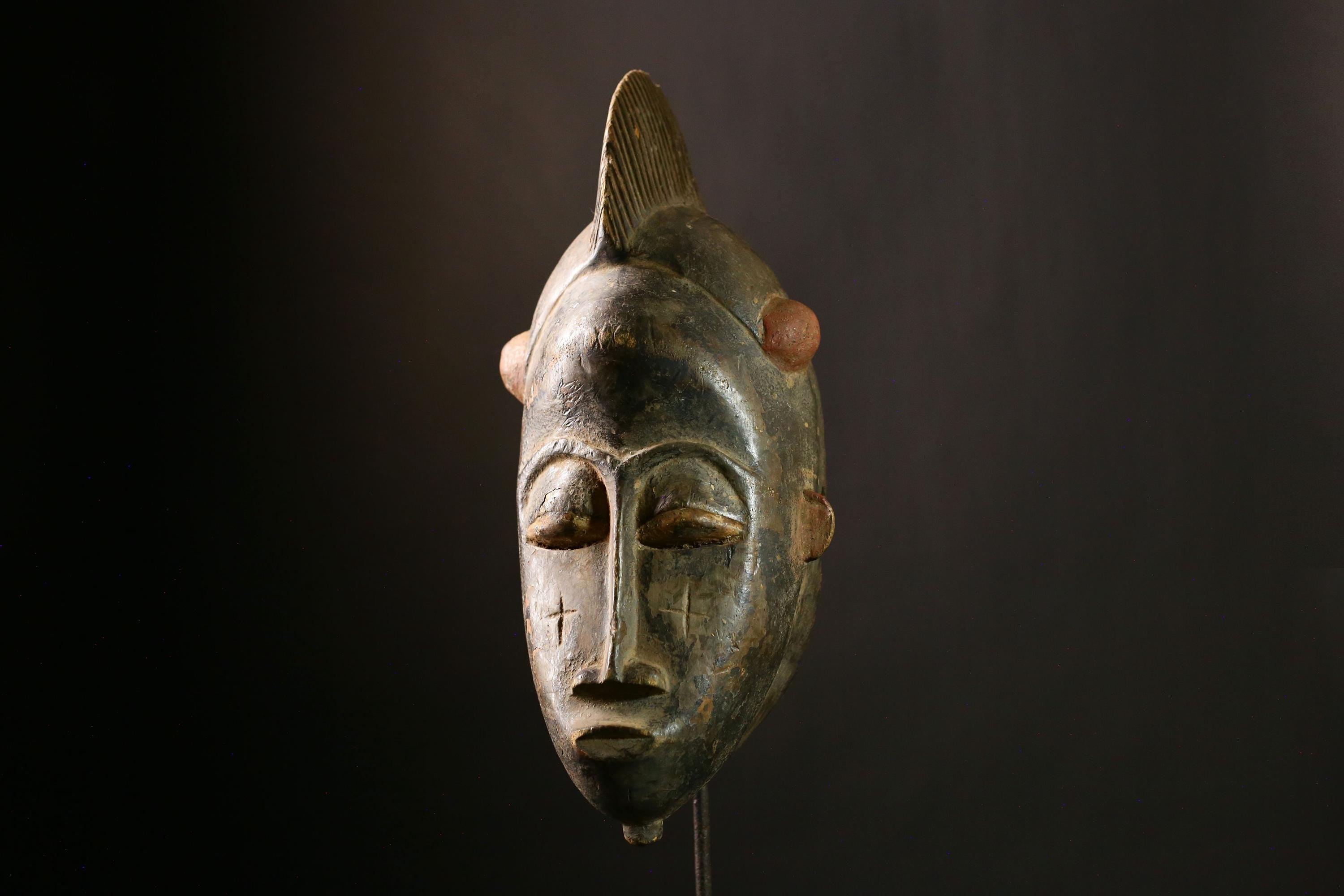 African Baule Mask Handcrafted Wood Tribal Wall Art Home Decor Collectible-7734