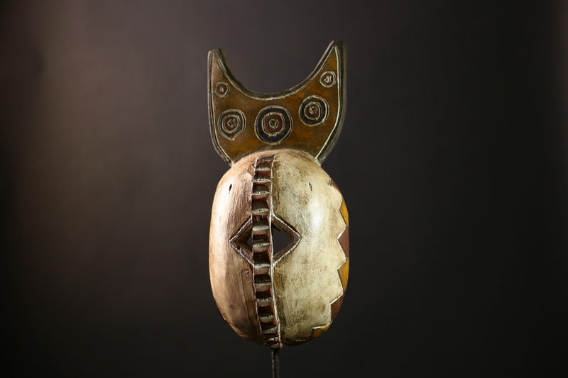 African Bobo Mask - Handcrafted Wooden Tribal Wall Art, Unique Ethnic Sculpture, Vintage Accent Decor for Home and Collectibles-6051