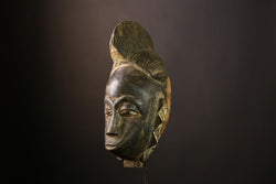 African Baule Mask - Hand-Carved Wooden Tribal Wall Art, Unique Vintage Decor, Ethnic Sculpture for Home and Art Collectors-G1906