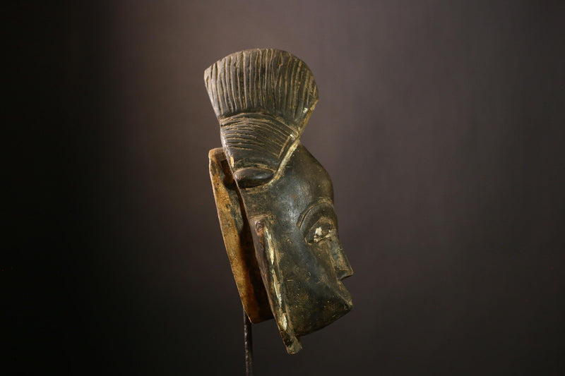 African Baule Mask - Hand-Carved Wooden Tribal Wall Art, Unique Vintage Decor, Ethnic Sculpture for Home and Art Collectors-G1906