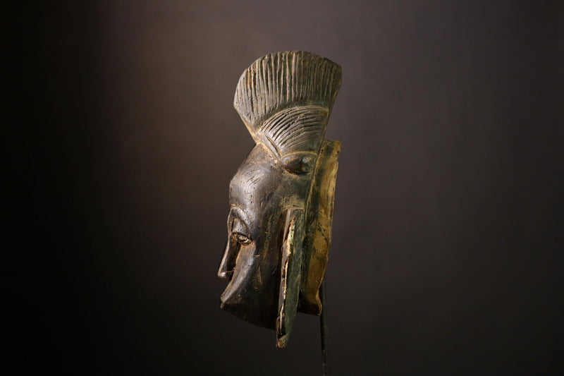 African Baule Mask - Hand-Carved Wooden Tribal Wall Art, Unique Vintage Decor, Ethnic Sculpture for Home and Art Collectors-G1906