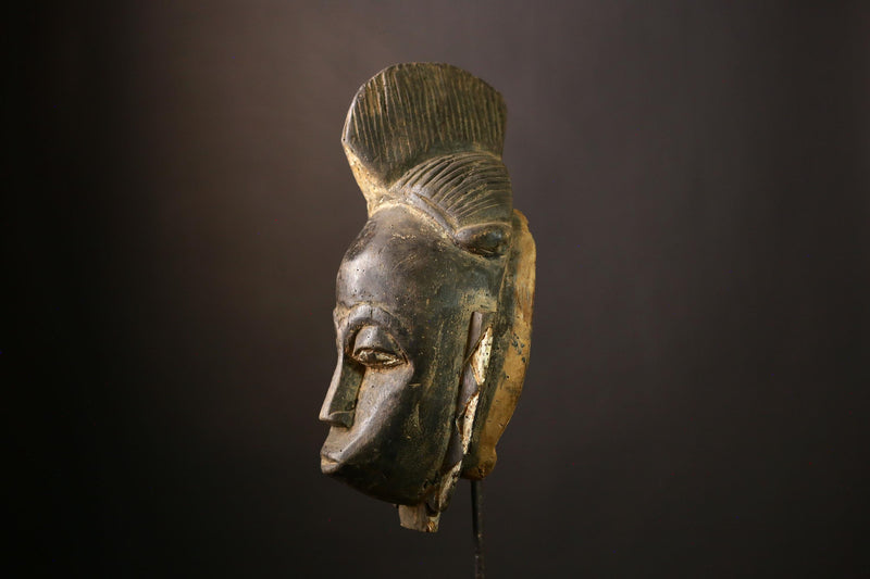 African Baule Mask - Hand-Carved Wooden Tribal Wall Art, Unique Vintage Decor, Ethnic Sculpture for Home and Art Collectors-G1906